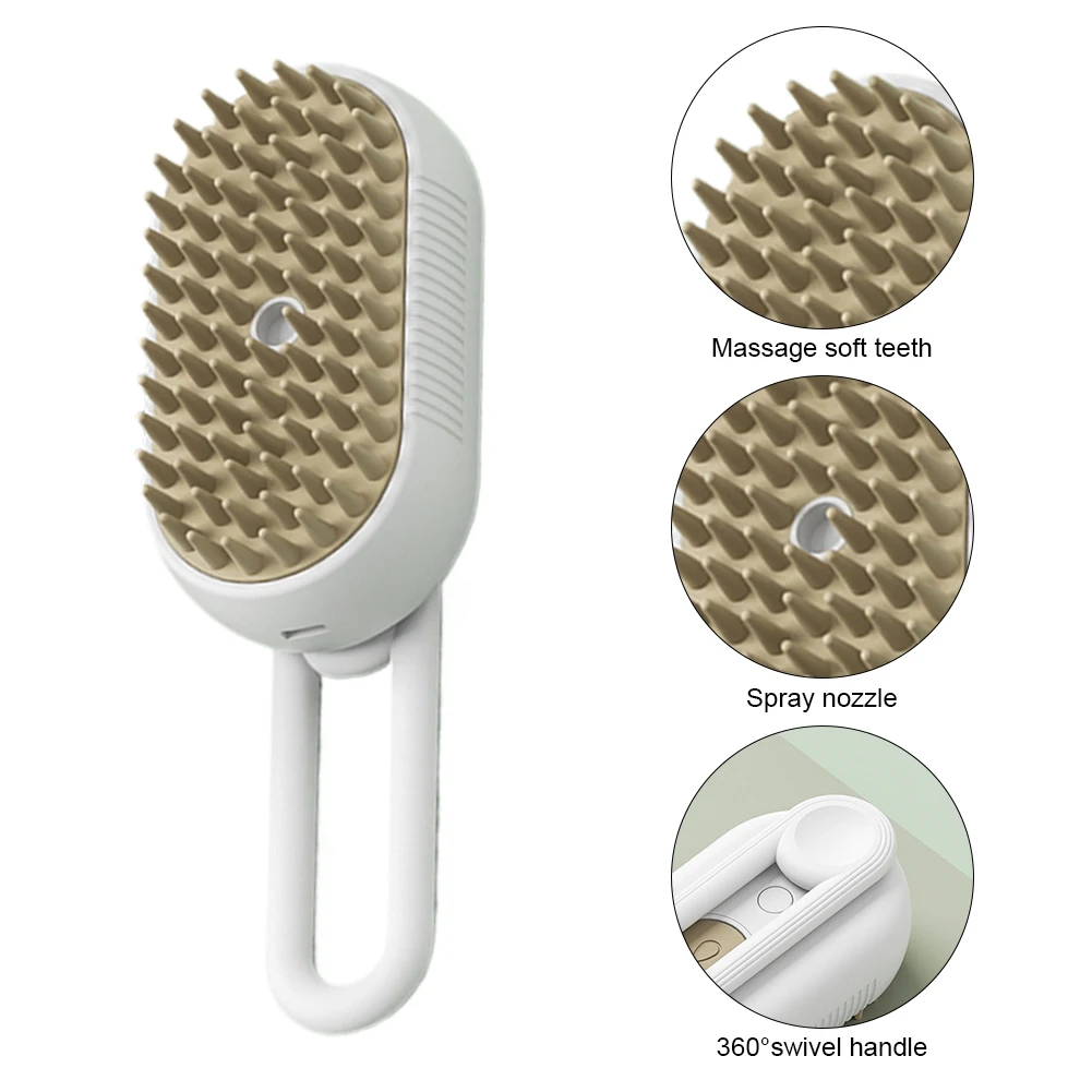 3 in 1 Pet Electric Steam Brush Cat and Dog Cleaning Spray Massage Grooming Comb Retractable Handle Pet Hair Removal Brush