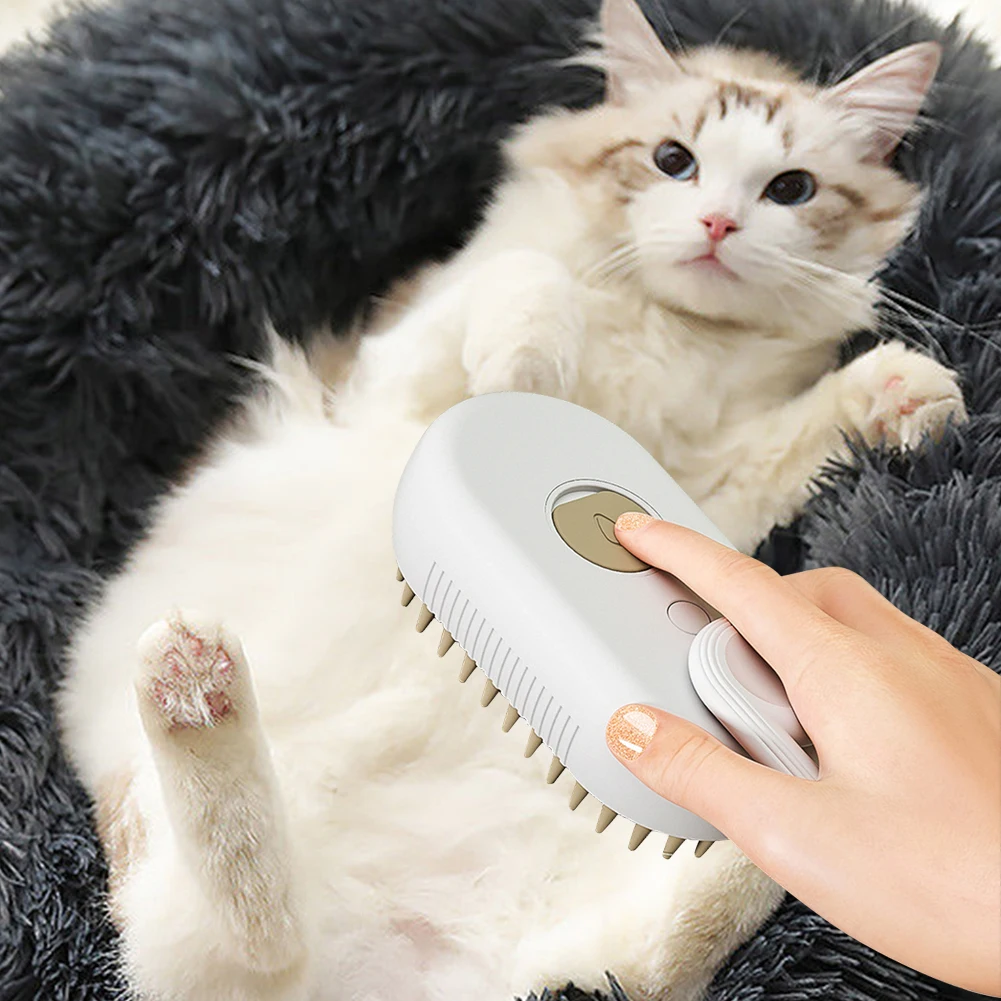 3 in 1 Pet Electric Steam Brush Cat and Dog Cleaning Spray Massage Grooming Comb Retractable Handle Pet Hair Removal Brush