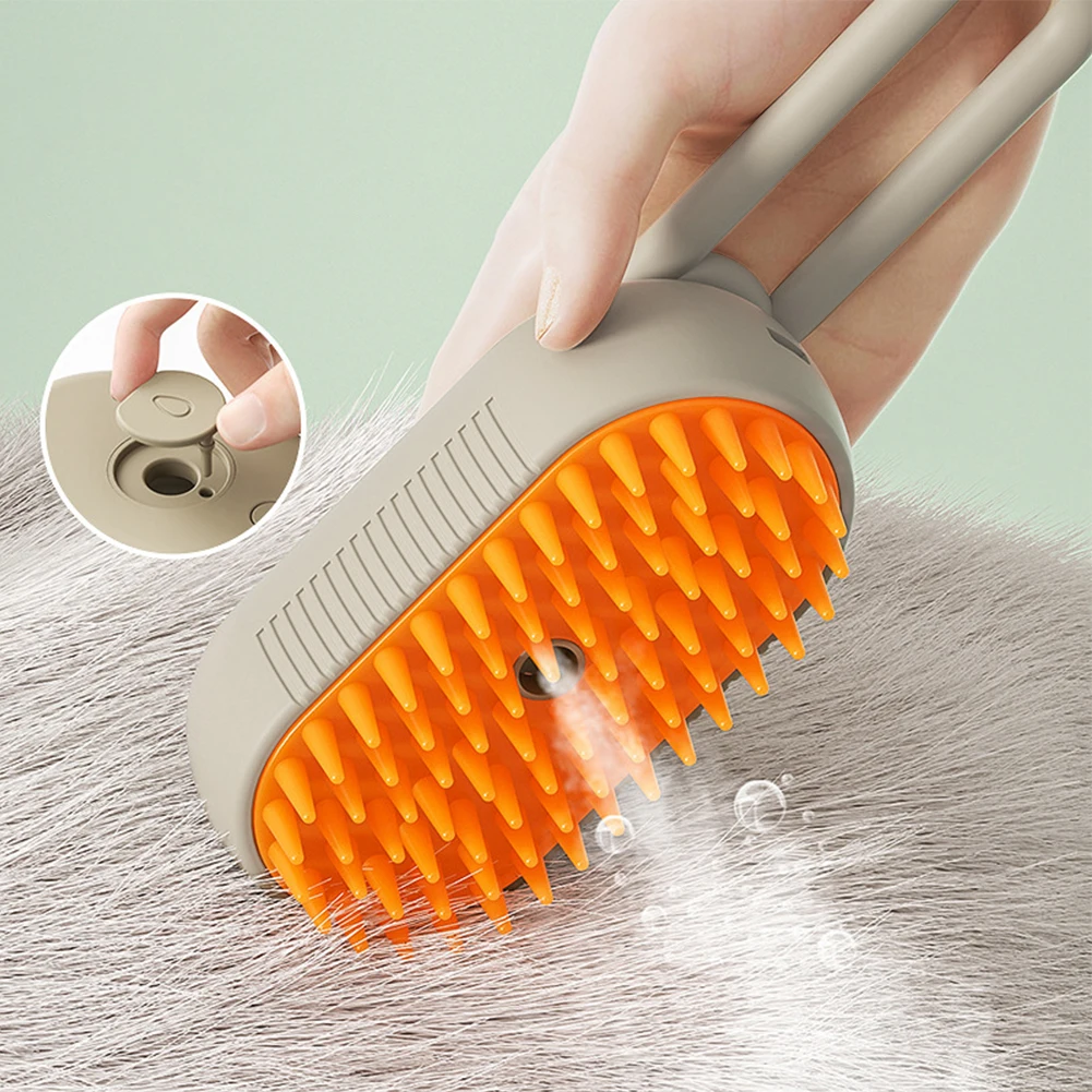 3 in 1 Pet Electric Steam Brush Cat and Dog Cleaning Spray Massage Grooming Comb Retractable Handle Pet Hair Removal Brush