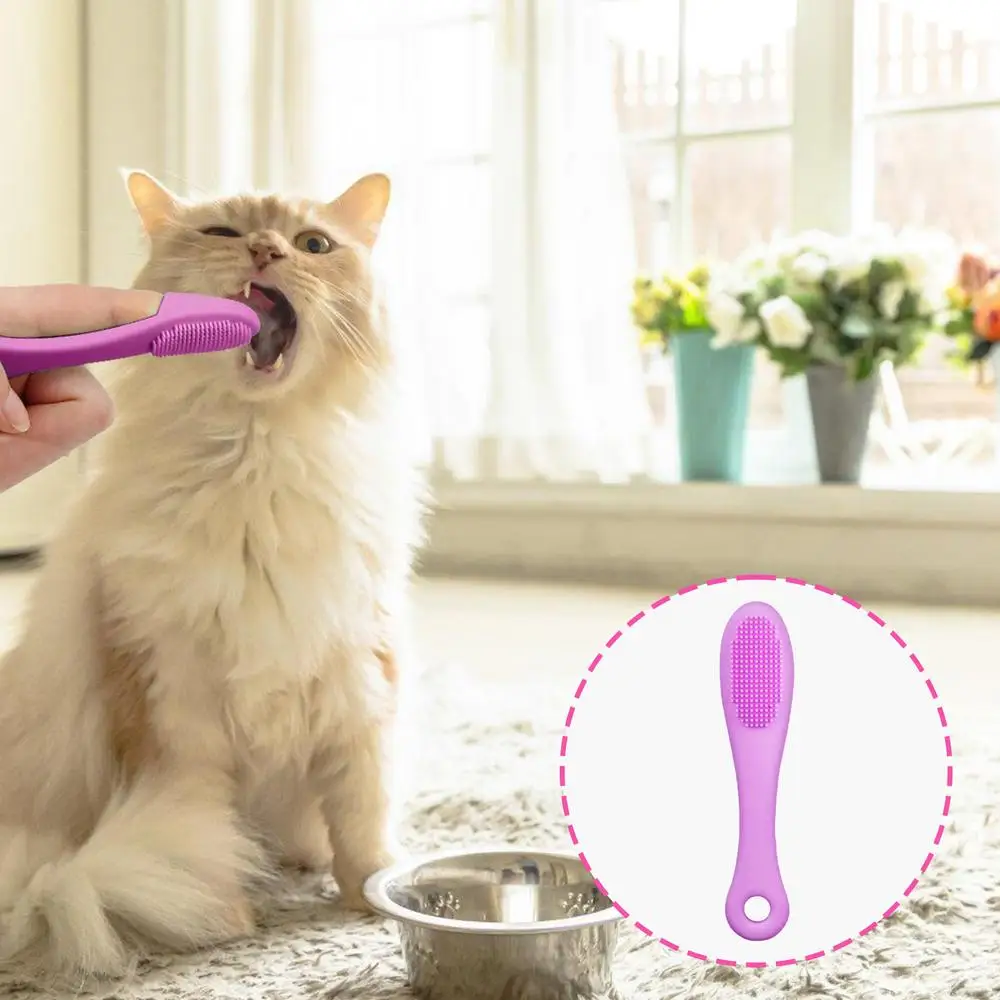 Pet Soft silicone finger Toothbrush Cat Dog toothbrush tooth stain removal tartar Brush black chin cat Grooming products