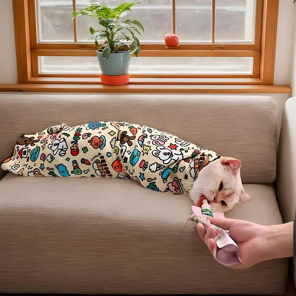 Cat Grooming Wrap Self-Adherent Pet Cat Grooming Wrap Bag Pet Supplies Cat Calming Wrap For Nail Clipping Clean Ears Brush Teeth