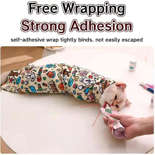 Cat Grooming Wrap Self-Adherent Pet Cat Grooming Wrap Bag Pet Supplies Cat Calming Wrap For Nail Clipping Clean Ears Brush Teeth - Image 6