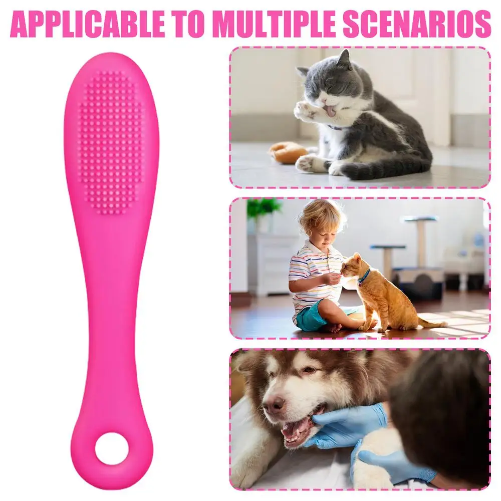 Cat Chin Brush Soft Silicone Grooming Chin Scrubber Non-Slip Multifunctional Finger Pet Supplies Cleaning Brush for Cats & Dogs