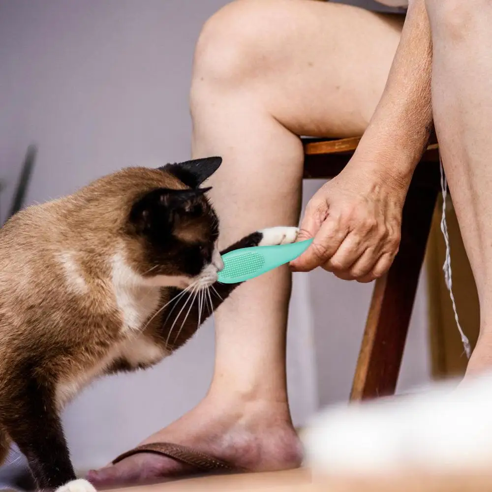 Cat Chin Brush Soft Silicone Grooming Chin Scrubber Non-Slip Multifunctional Finger Pet Supplies Cleaning Brush for Cats & Dogs