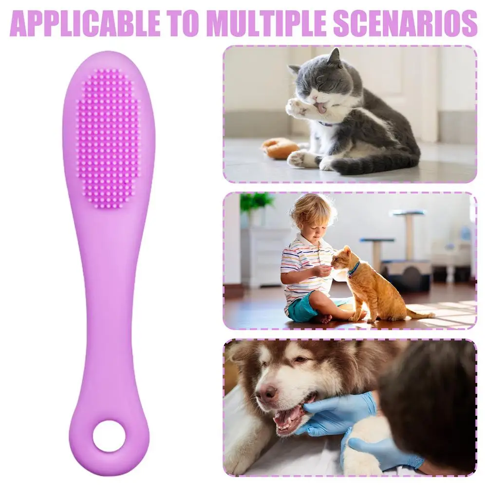 Cat Chin Brush Soft Silicone Grooming Chin Scrubber Non-Slip Multifunctional Finger Pet Supplies Cleaning Brush for Cats & Dogs