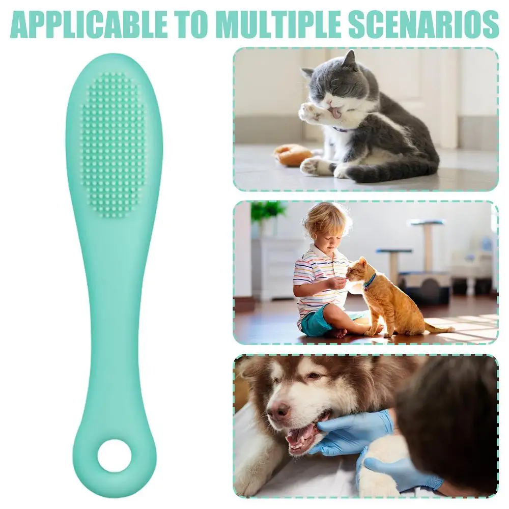 Cat Chin Brush Soft Silicone Grooming Chin Scrubber Non-Slip Multifunctional Finger Pet Supplies Cleaning Brush for Cats & Dogs
