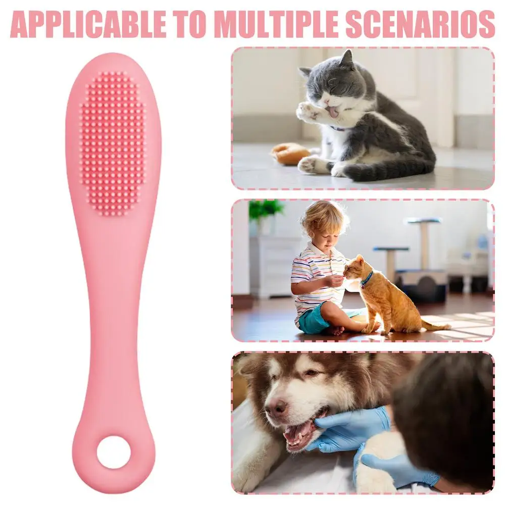 Cat Chin Brush Soft Silicone Grooming Chin Scrubber Non-Slip Multifunctional Finger Pet Supplies Cleaning Brush for Cats & Dogs