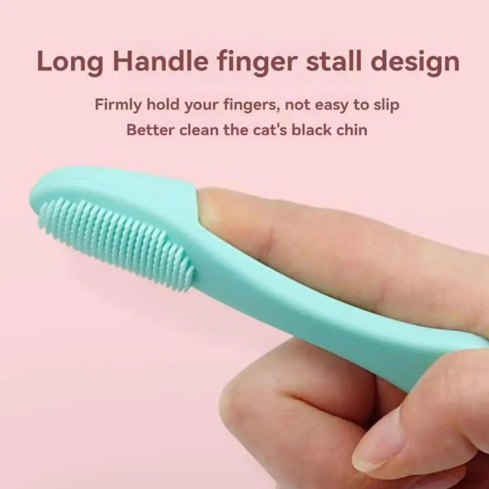Cat Chin Brush Soft Silicone Grooming Chin Scrubber Non-Slip Multifunctional Finger Pet Supplies Cleaning Brush for Cats & Dogs