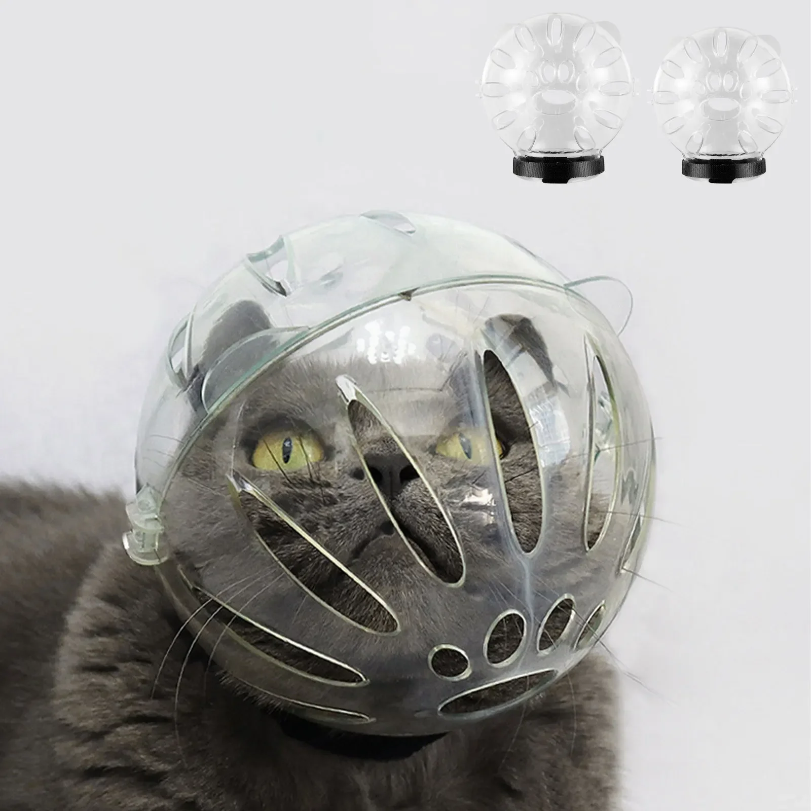 New Breathable Anti-Bite Cat Muzzle Boots Set with Space Hood and Paw Cover - Astronaut Helmet Grooming Kit for Cats - Portable