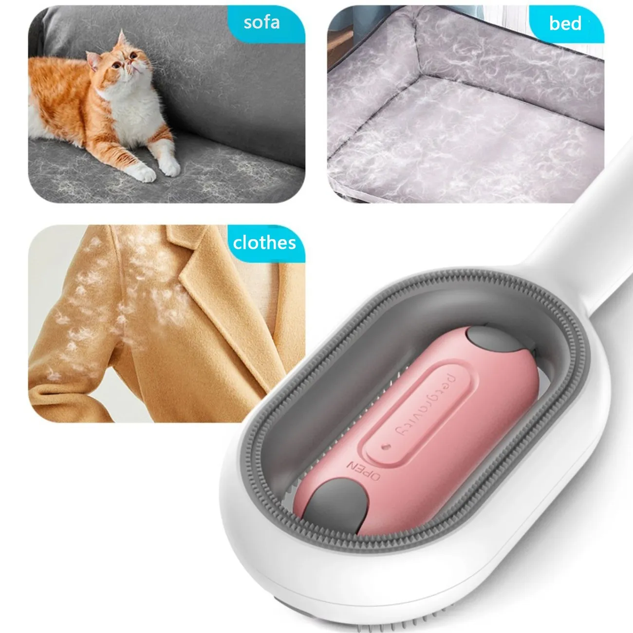 Cat Brush Pet Hair Removal Comb for Cat Dog Long Hair Short Hair Pet Grooming Tools Cat Trimming Brush Accessories Pet Supplies