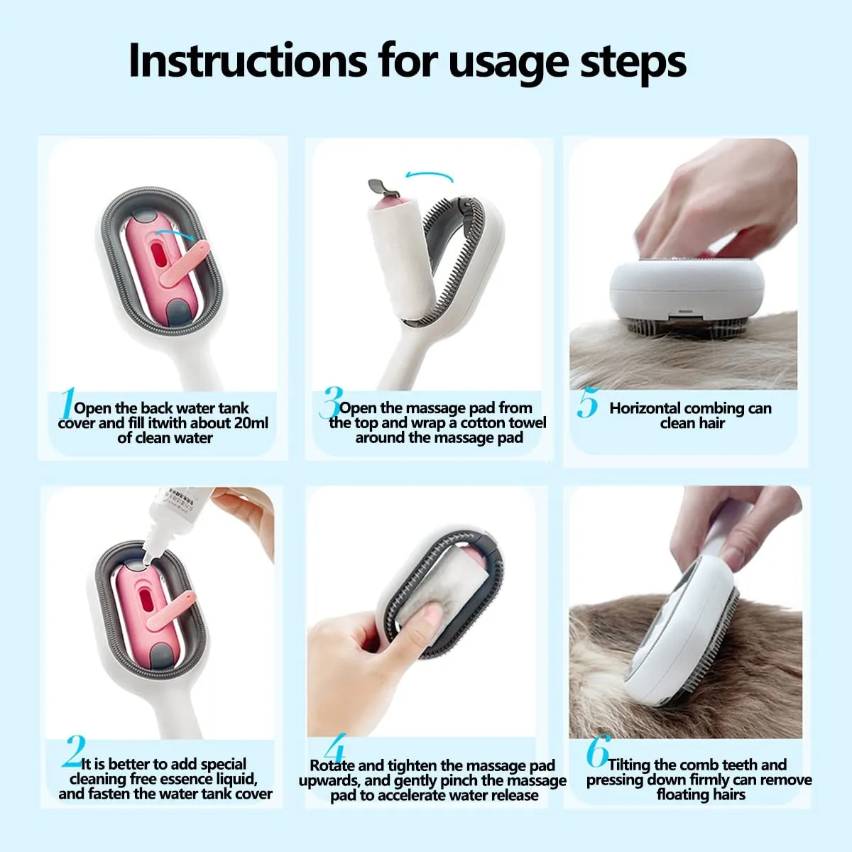 Cat Brush Pet Hair Removal Comb for Cat Dog Long Hair Short Hair Pet Grooming Tools Cat Trimming Brush Accessories Pet Supplies