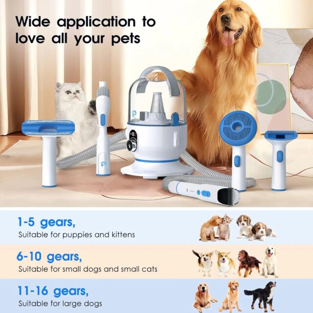 Dog Grooming Kit with 2L Vacuum Suction 99% Pet Hair-Professional Pet Grooming Vacuum Kit with 5 Grooming Tools for Dogs Cats - Image 3