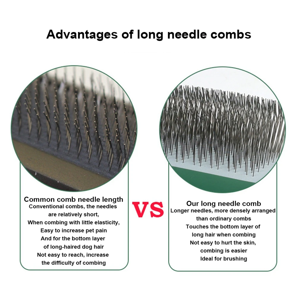 New Extra Long Pin Slicker Brush for Large Dog Matted Hair Grooming Wire Brush for Pets Shedding Mats Massage Brush Pet Supplies