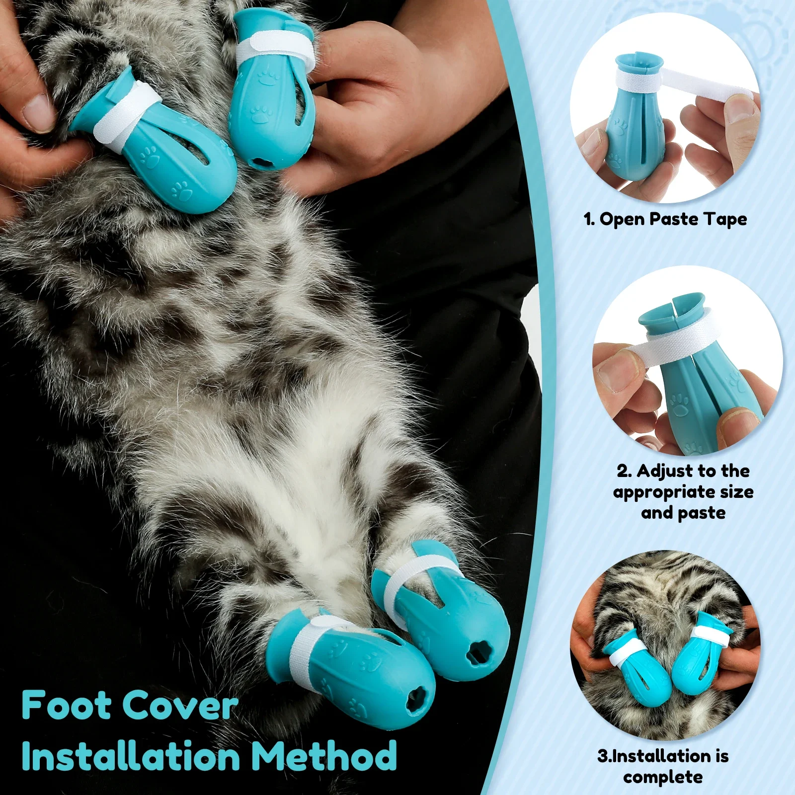 Cat Muzzle Breathable Transparent Anti-Bite Protective Space Hood Set Durable Cat Grooming Accessories with 4 Silicone Paw Shoes