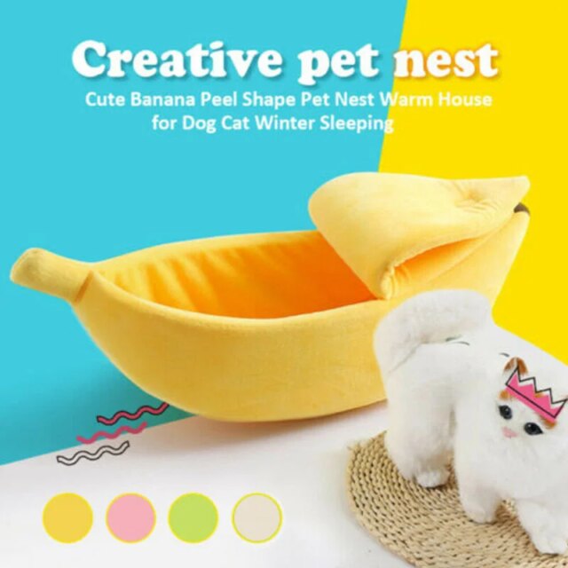 Banana Cat Bed House Cute Funny Cozy Cat Mat Beds Warm Durable Portable Pet Basket Kennel Dog Cushion Cat Supplies Multicolor