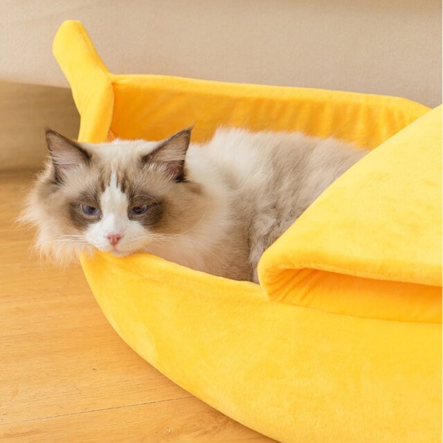 Banana Cat Bed House Cute Funny Cozy Cat Mat Beds Warm Durable Portable Pet Basket Kennel Dog Cushion Cat Supplies Multicolor - Image 3