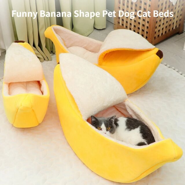Banana Cat Bed House Cute Funny Cozy Cat Mat Beds Warm Durable Portable Pet Basket Kennel Dog Cushion Cat Supplies Multicolor - Image 6