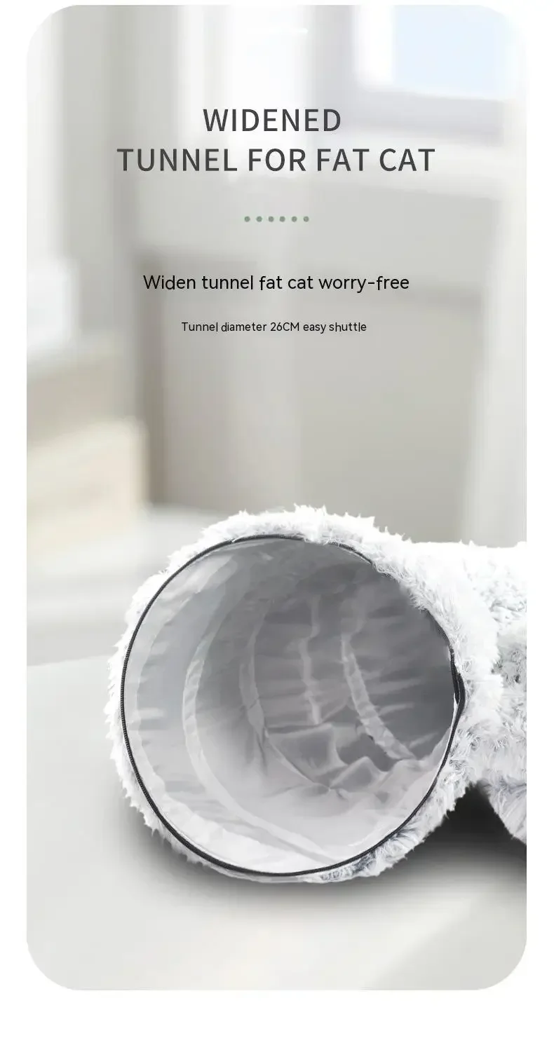 Plush Cat Bed with Tunnel for Indoor Cats Multifunctional Cat Tunnel Bed with Peephole  Fluffy Donut Cat Bed with Tunnel