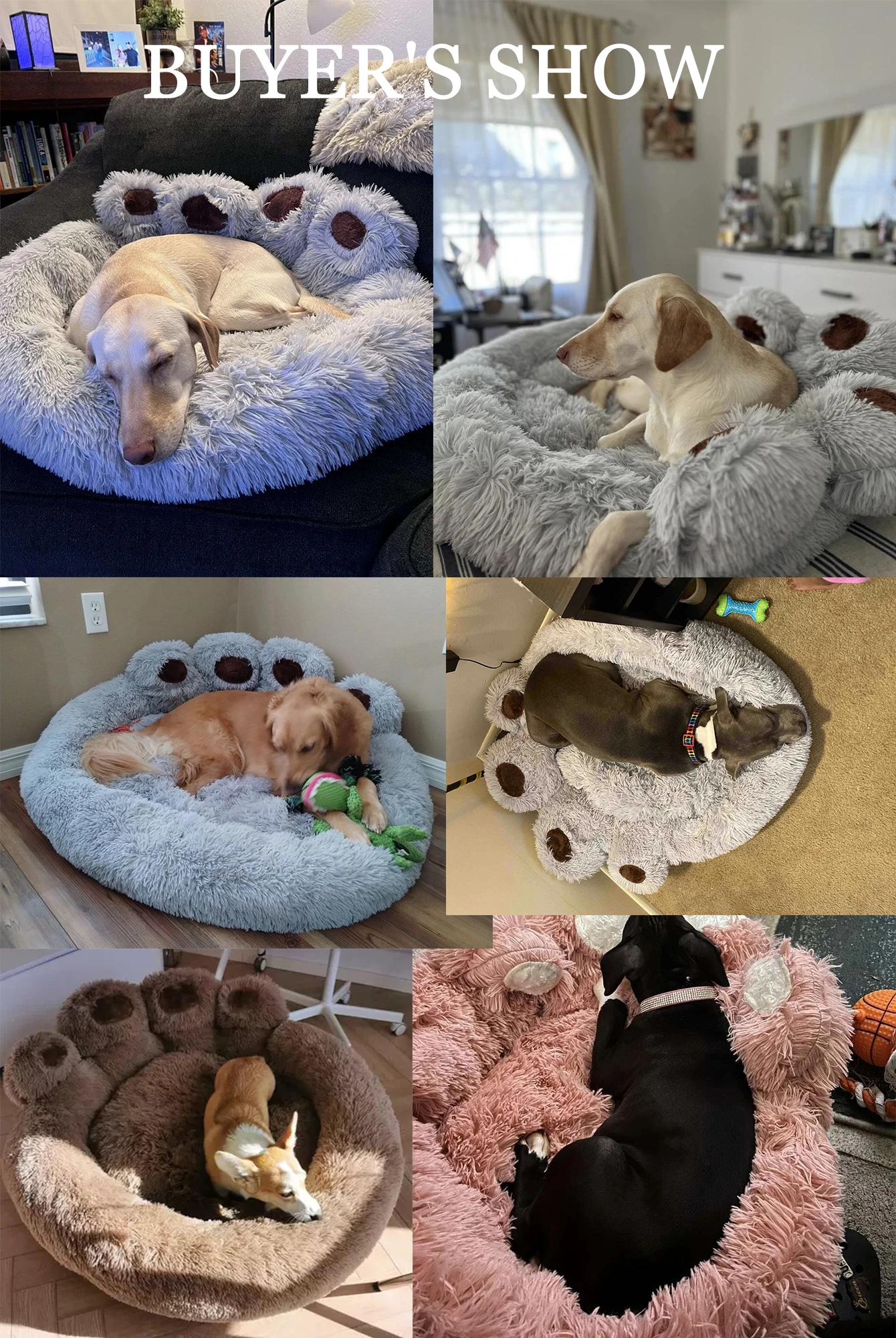 Fluffy Dog Bed Plush Kennel Accessories Pet Products Large Dogs Beds Bedding Sofa Basket Small Mat Cats Big Cushion Puppy Pets