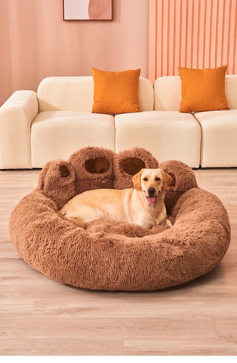 Fluffy Dog Bed Plush Kennel Accessories Pet Products Large Dogs Beds Bedding Sofa Basket Small Mat Cats Big Cushion Puppy Pets