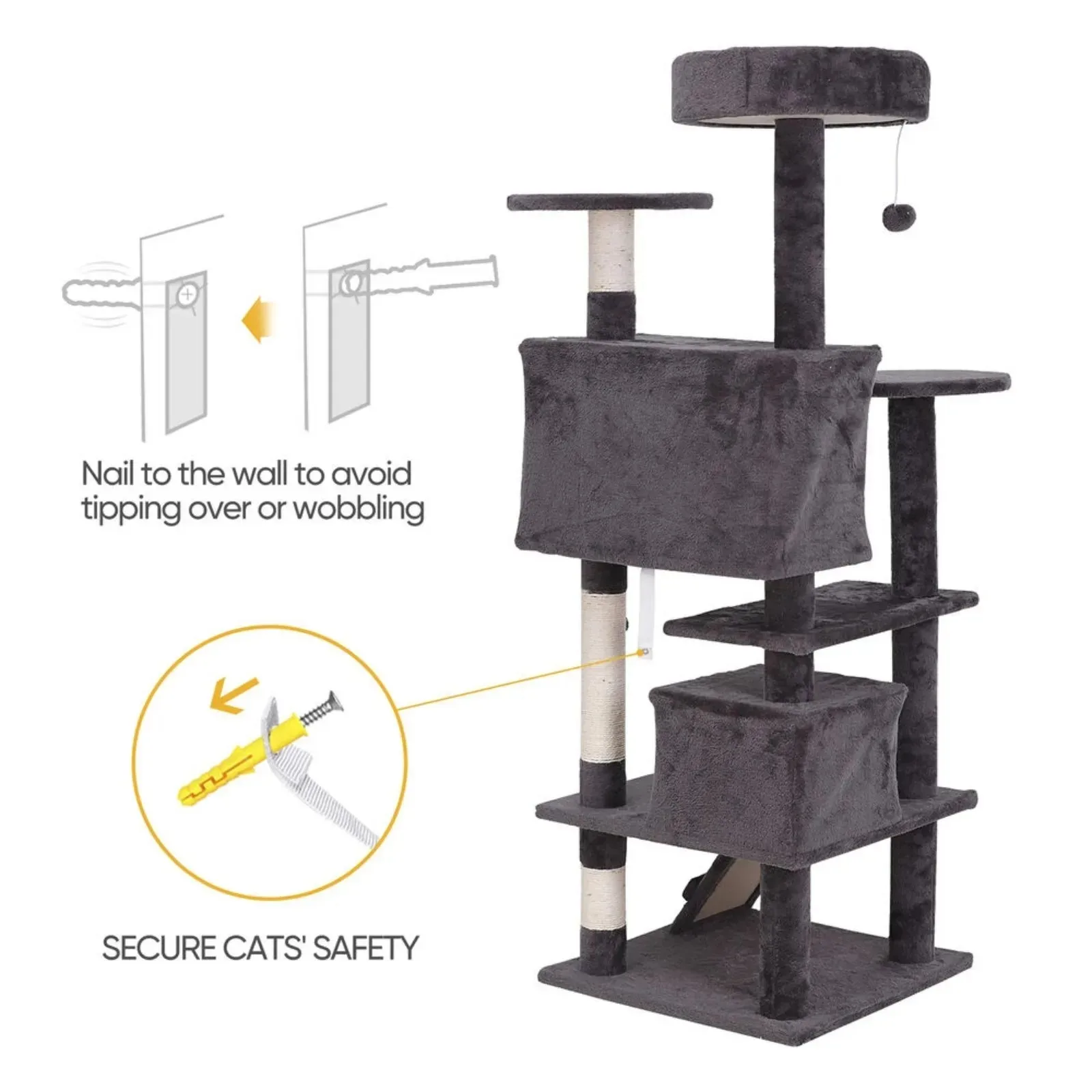 US Multiple Sizes Cat Tree Bed Furniture Scratching Tower Post Condo Kitten House