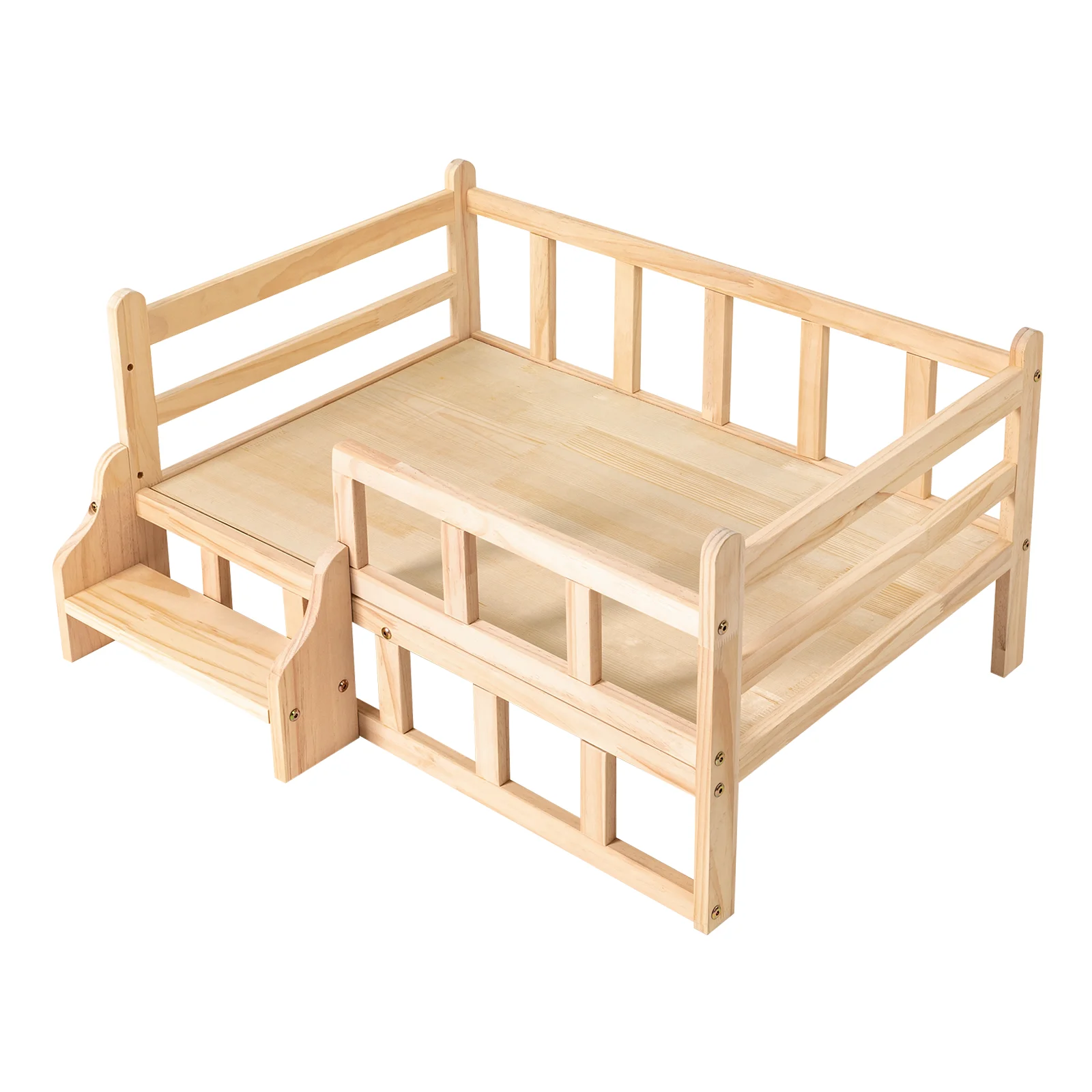 S/M/L Size Wooden Dog Bed Frame Solid Wood Pet Bed Dog/Cat Kennel Furniture