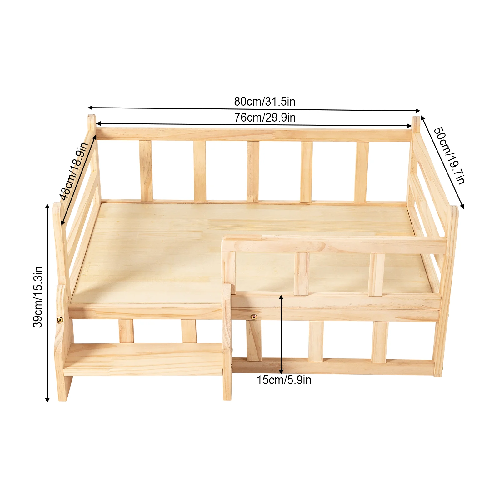 S/M/L Size Wooden Dog Bed Frame Solid Wood Pet Bed Dog/Cat Kennel Furniture