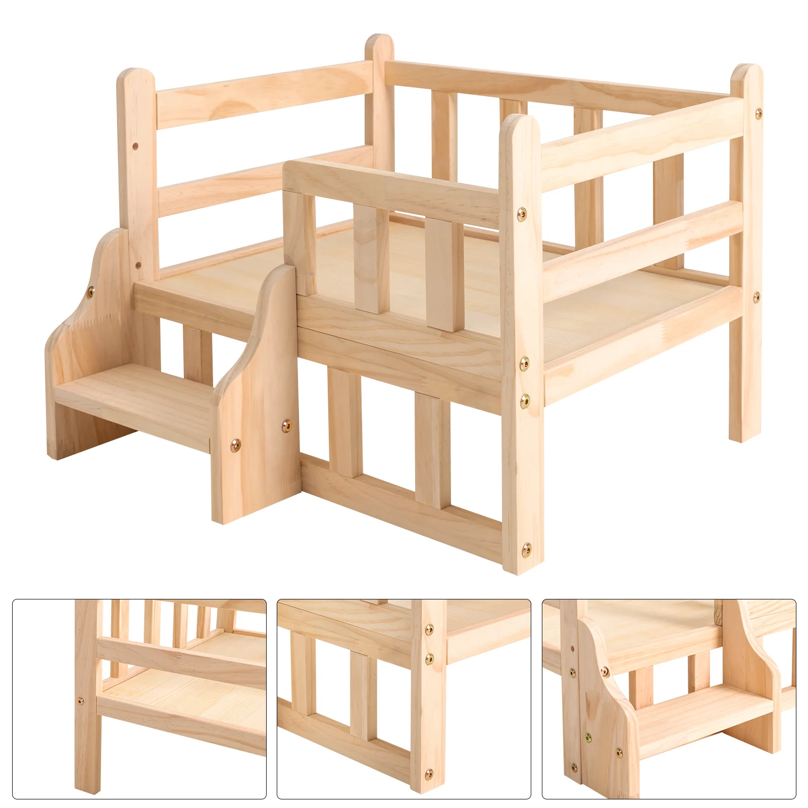 S/M/L Size Wooden Dog Bed Frame Solid Wood Pet Bed Dog/Cat Kennel Furniture