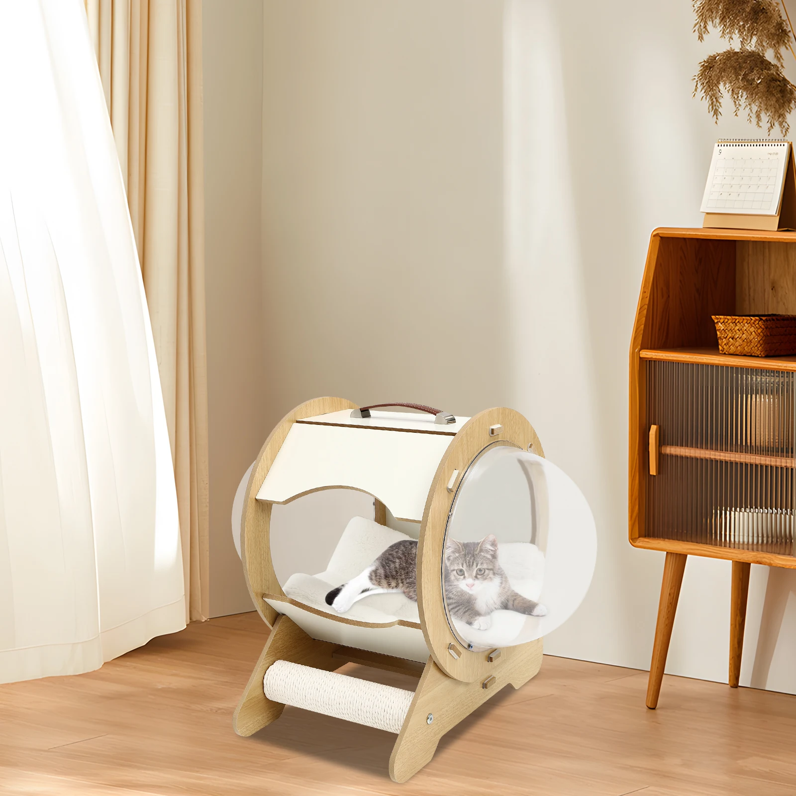 Cat Dog Fibreboard Modern Pet Bed House Spaceship Space Capsule with Cushion Capsule cat nest