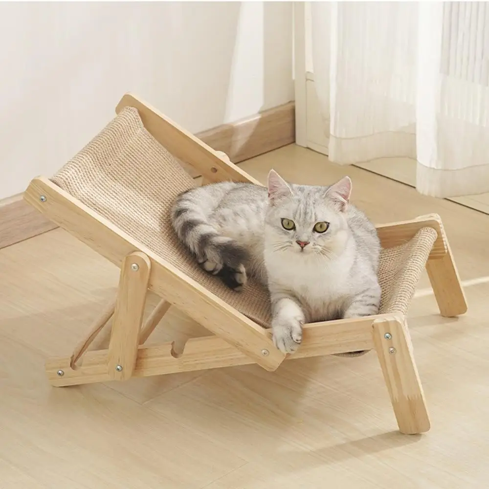 Cat Rocking Chair Cat Elevated Bed Adjustable Pet Lounger Hammock Chair Pet Sisal Bed Puppy Sleeping Nest House For Pet