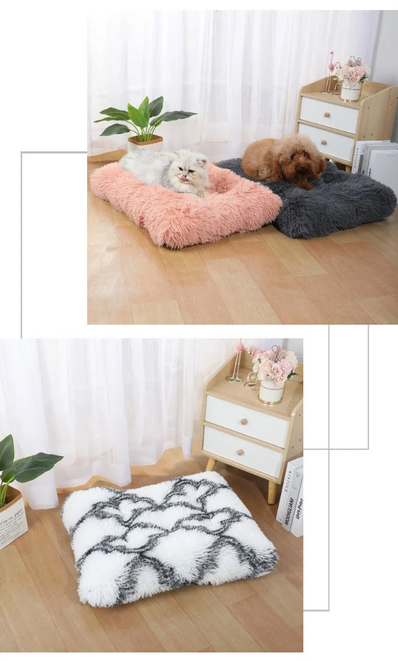 Long Plush Dog Bed Soft Dog House Pet Blanket For Small Large Dogs Cat Bed Mat Chihuahua Sofa Sleeping Cushion Pet Supplies