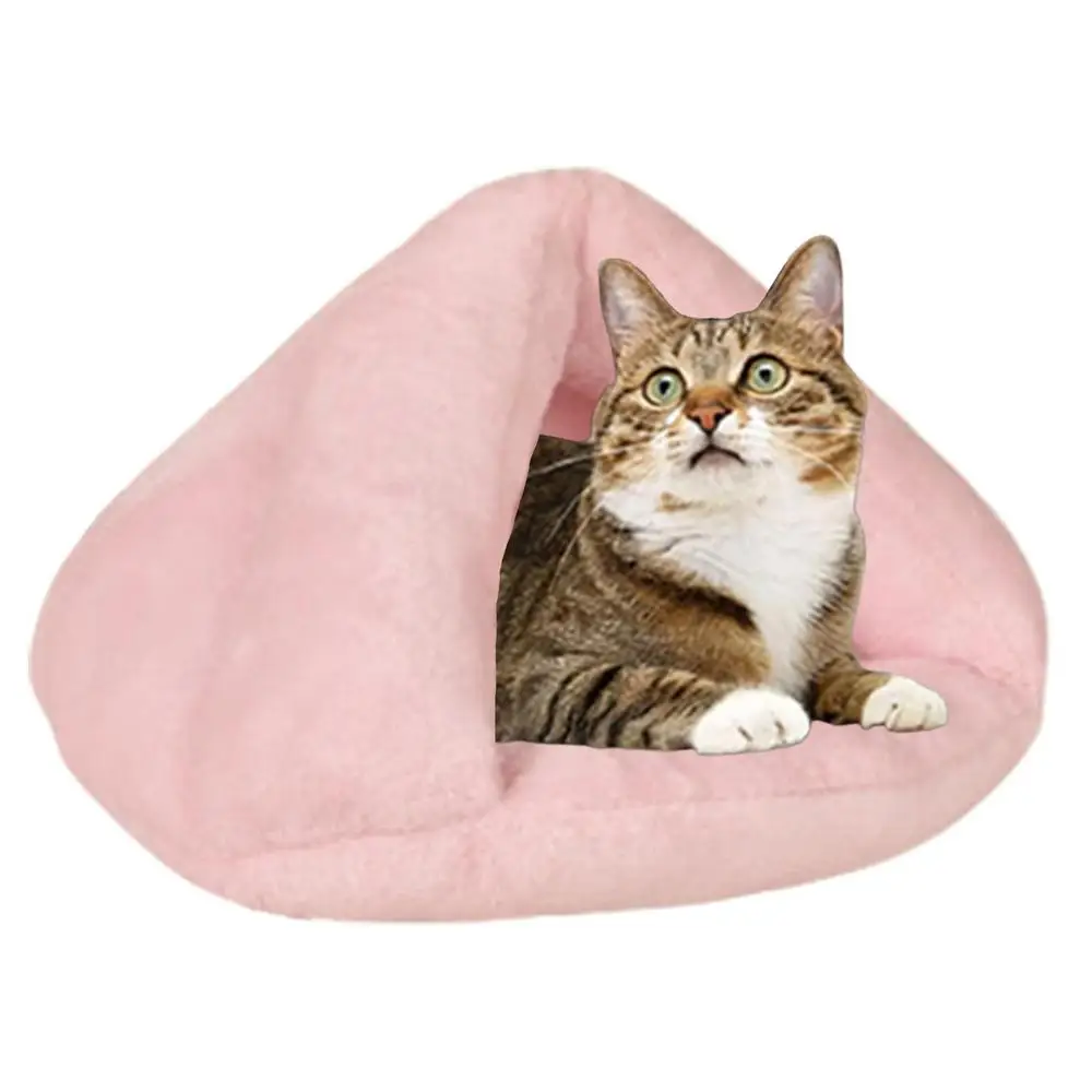 Pet Cave Bed Warming Cat Beds Dog Sleeping House Triangle Semi-enclosed Warm Cat Nest Pet Tent Cave Bed For Small Medium Puppies