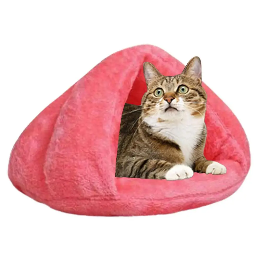 Pet Cave Bed Warming Cat Beds Dog Sleeping House Triangle Semi-enclosed Warm Cat Nest Pet Tent Cave Bed For Small Medium Puppies