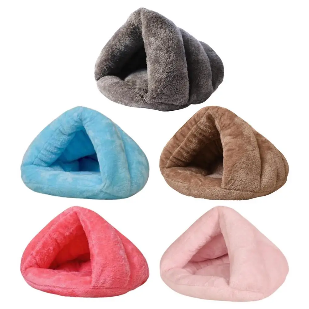 Pet Cave Bed Warming Cat Beds Dog Sleeping House Triangle Semi-enclosed Warm Cat Nest Pet Tent Cave Bed For Small Medium Puppies