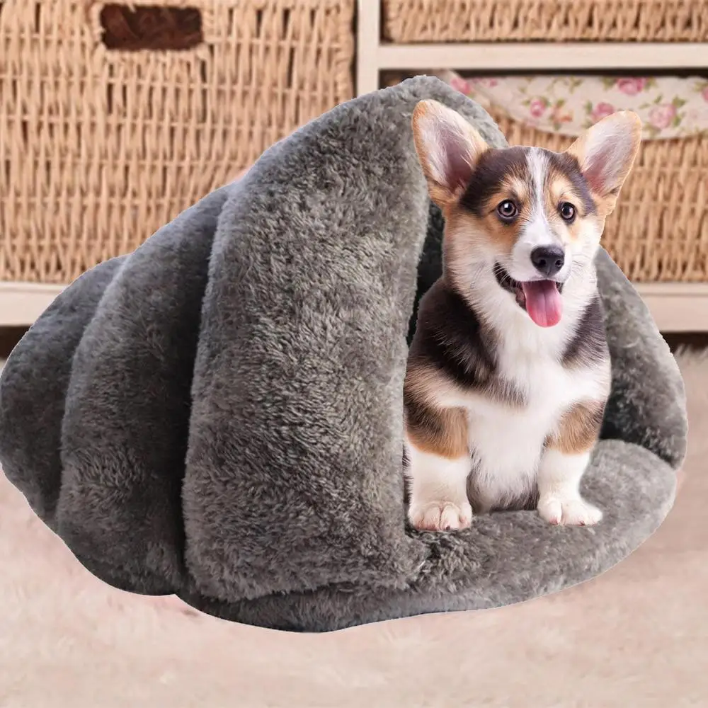 Pet Cave Bed Warming Cat Beds Dog Sleeping House Triangle Semi-enclosed Warm Cat Nest Pet Tent Cave Bed For Small Medium Puppies