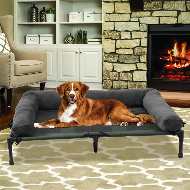Extra Large Cooling Elevated Dog Bed with Bolster Raised Pet Cot Lounger Indoor Outdoor Waterproof - Image 2