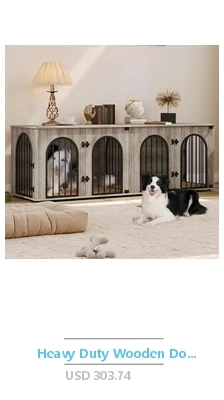 Wooden Dog Crate Furniture Kennel Decorative Modern House Bed Dual-Purpose End Table Large Dogs Comfortable Rest Space Aesthetic