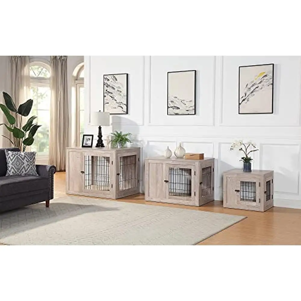 Wooden Dog Crate Furniture Kennel Decorative Modern House Bed Dual-Purpose End Table Large Dogs Comfortable Rest Space Aesthetic