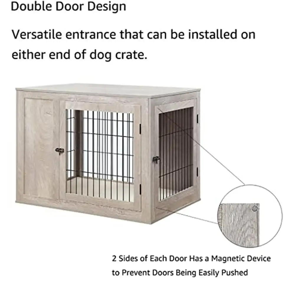 Wooden Dog Crate Furniture Kennel Decorative Modern House Bed Dual-Purpose End Table Large Dogs Comfortable Rest Space Aesthetic