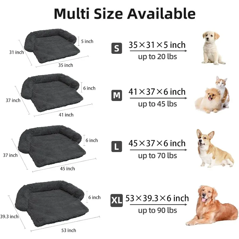 Calming Dog Bed Fluffy Plush Dog Mat for Furniture Protector with Removable Washable Cover for Large Medium Small Dogs