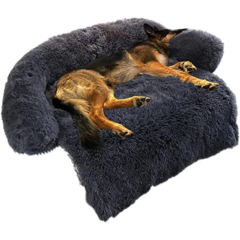 Calming Dog Bed Fluffy Plush Dog Mat for Furniture Protector with Removable Washable Cover for Large Medium Small Dogs