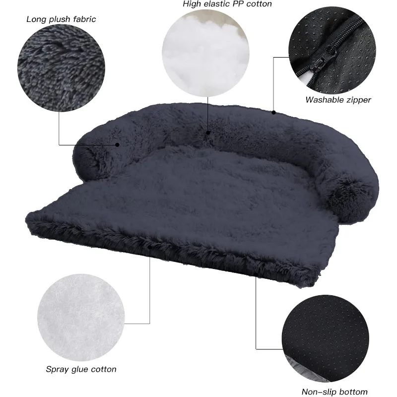 Calming Dog Bed Fluffy Plush Dog Mat for Furniture Protector with Removable Washable Cover for Large Medium Small Dogs