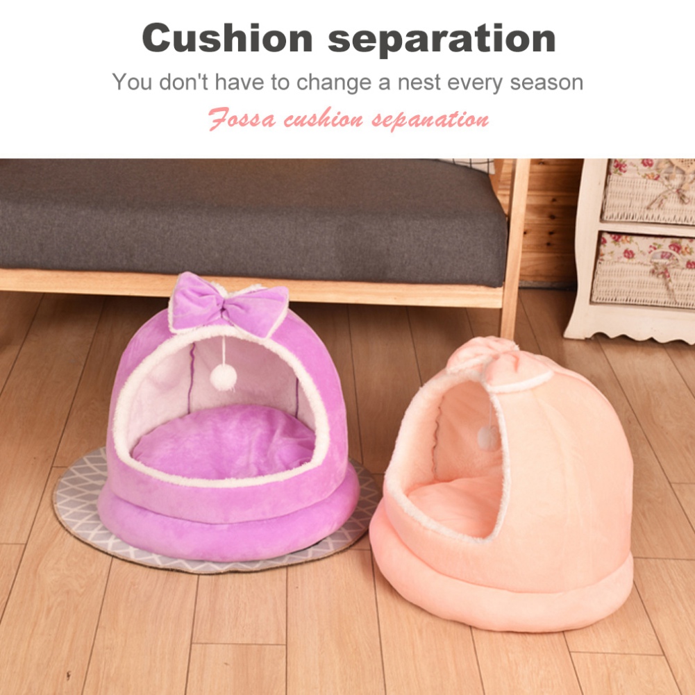 Pet Cat Bed Warm Pet Basket Cozy Kitten Lounger Cushion Cat House Tent Soft Small Dog Mat Kennel For Washable Cave Cats Beds