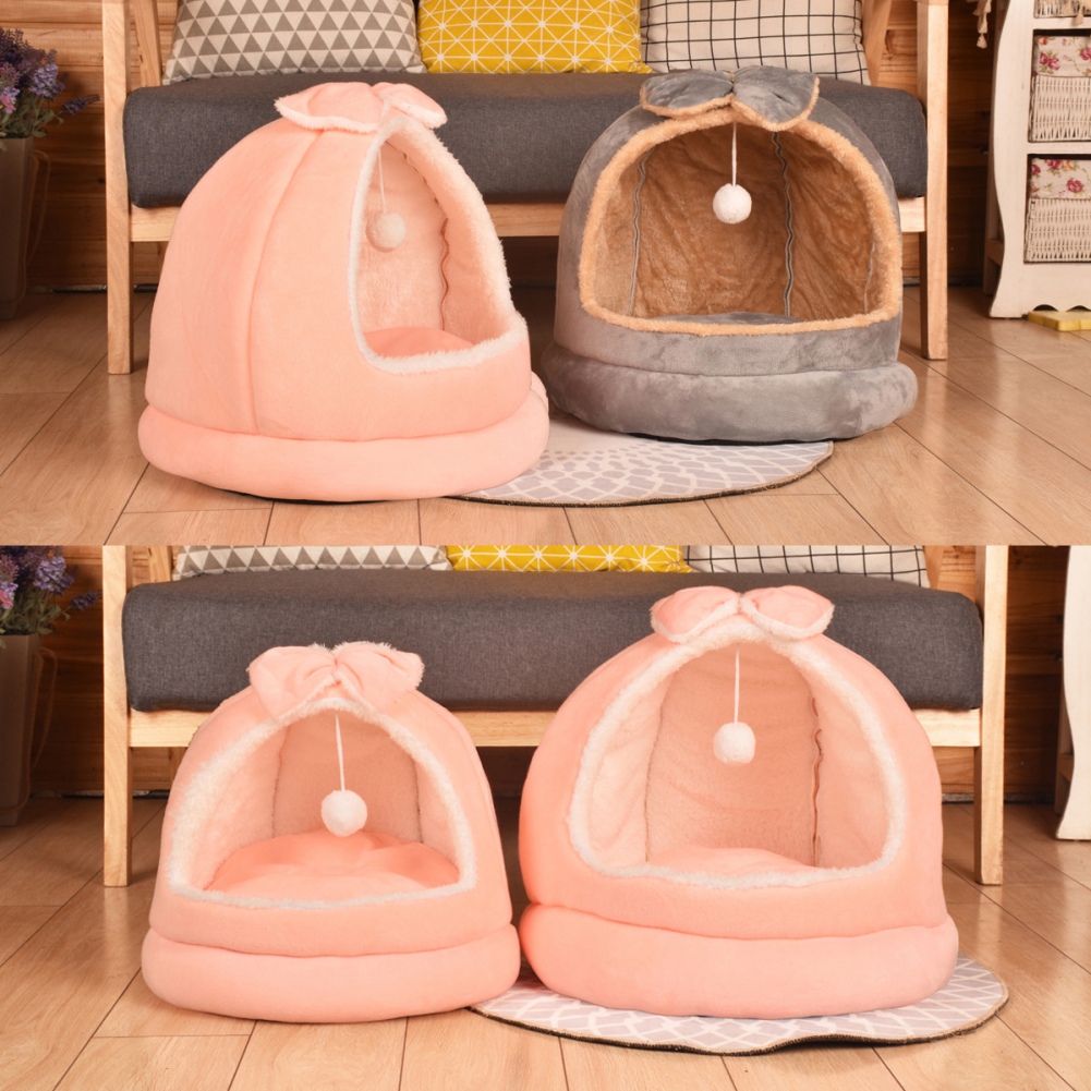 Pet Cat Bed Warm Pet Basket Cozy Kitten Lounger Cushion Cat House Tent Soft Small Dog Mat Kennel For Washable Cave Cats Beds