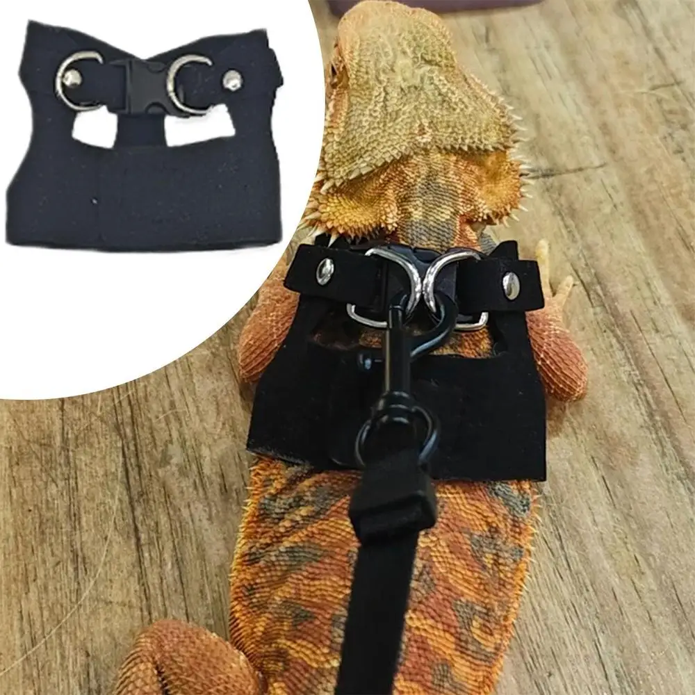 Lizard Traction Rope Adjustable PULeather Harness with Traction Rope Comfortable Pet Reptile Bearded Dragon Harness Pet Supplies