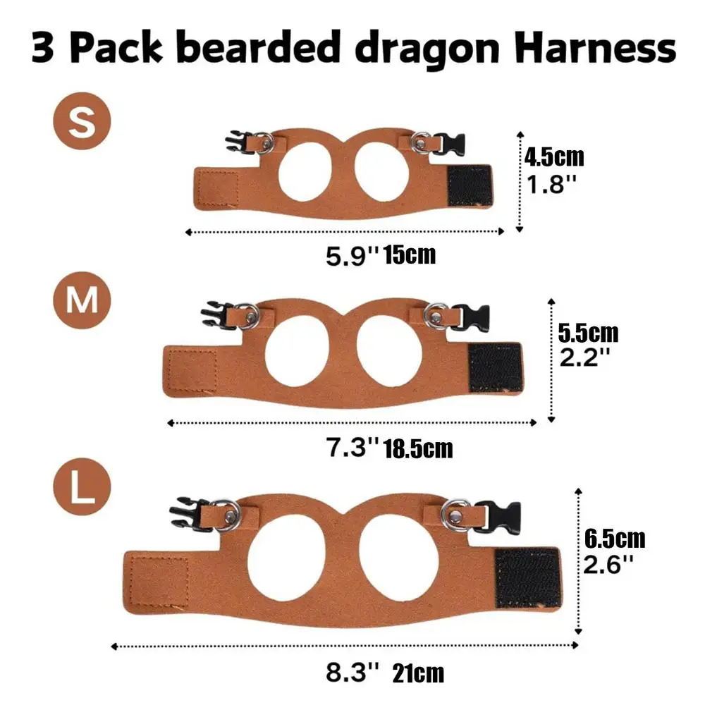 Bearded Dragon Harness Adjustable PU Leather Harness With Traction Rope Small Animal Training Walking Vest 3X Harnesses For