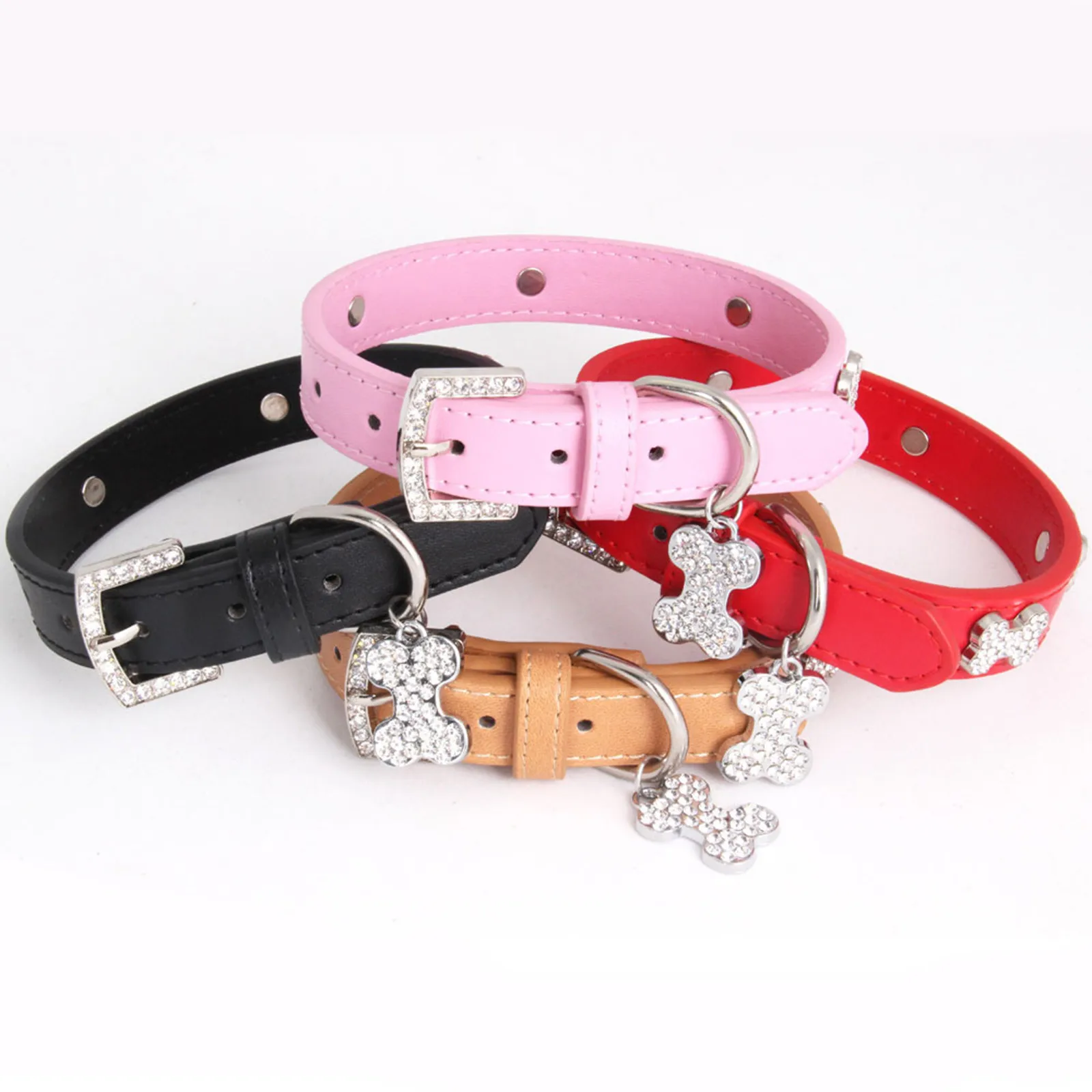 Light Bow Tie For Dogs Pet Bone Rhinestone Dog Collar Diamond Buckle Pet Leash Cat Collar New Years Bow Tie For Dogs