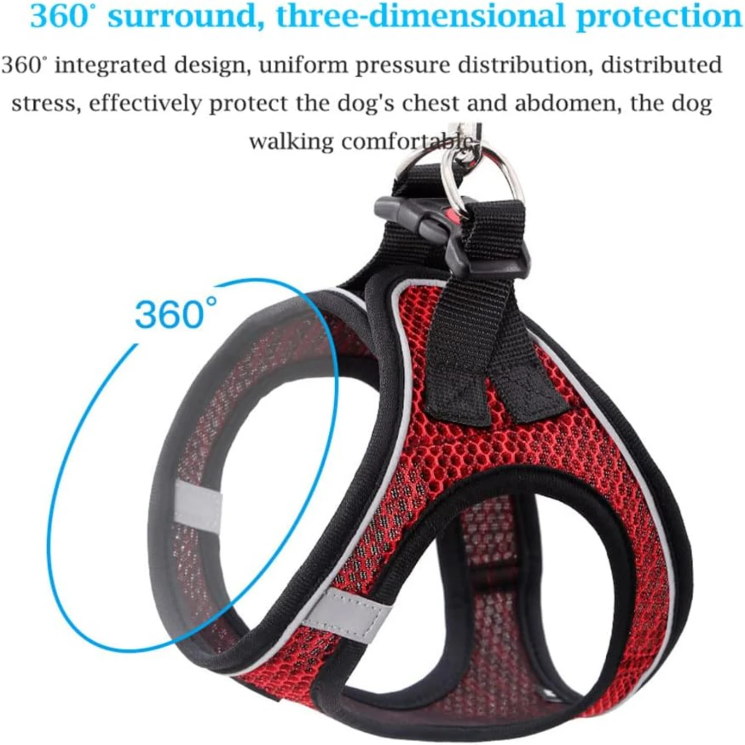 Comfortable Lightweight Breathable Adjustable Reflective Escape Proof Dog Harness and Leash Set for Small Medium Dogs and Cats -