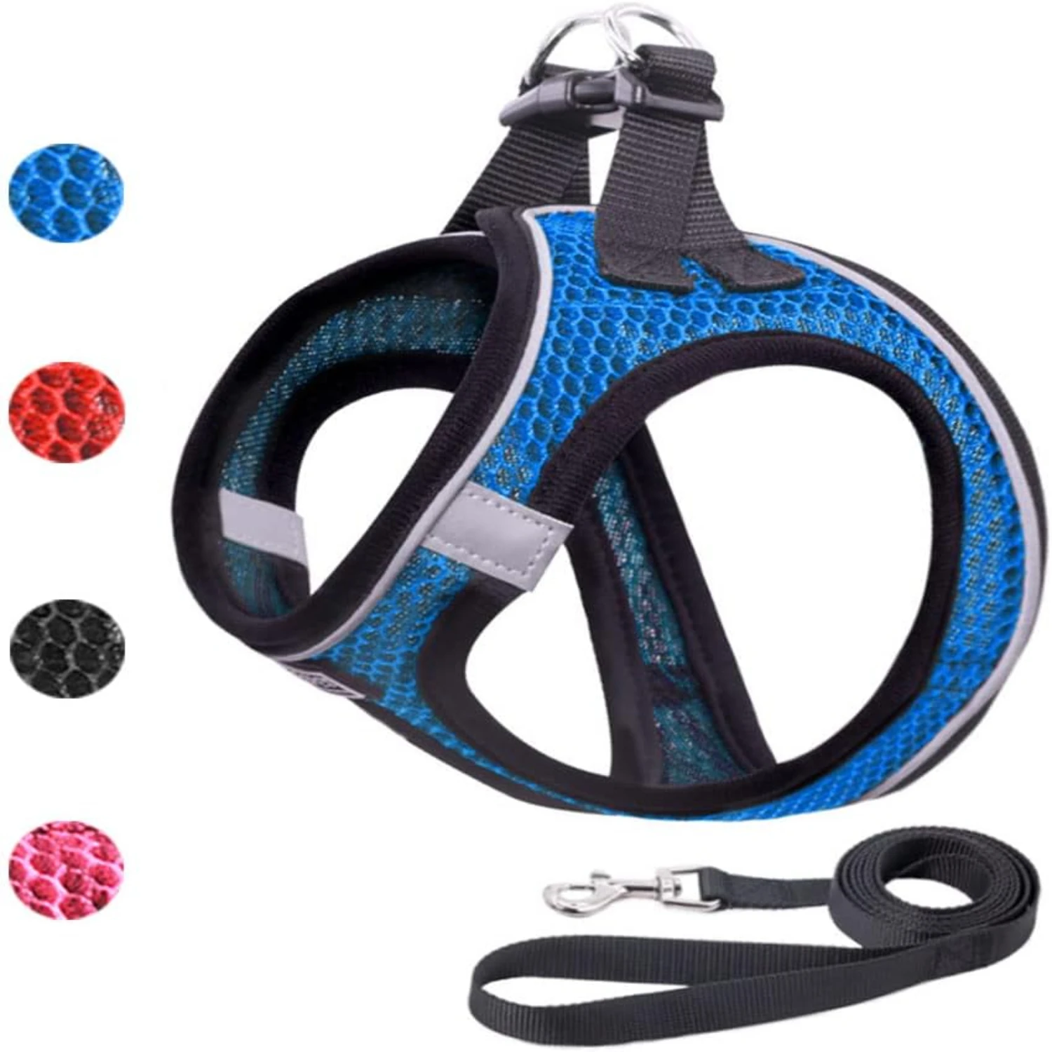 Comfortable Lightweight Breathable Adjustable Reflective Escape Proof Dog Harness and Leash Set for Small Medium Dogs and Cats -