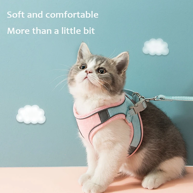 Cat Harness Leash Set Breathable Kitten Cats Harnesses With Reflective Strip Small Dog Puppy Harness Pet Chest Strap For Cat Dog